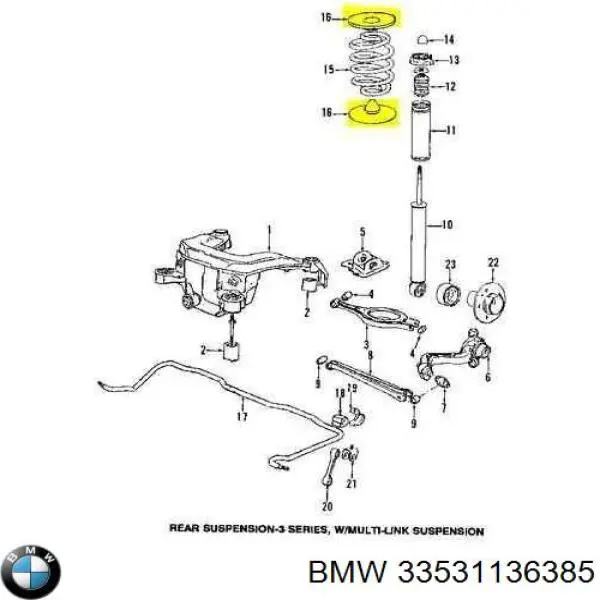 33531136385 BMW проставка (резиновое кольцо пружины задней нижняя)