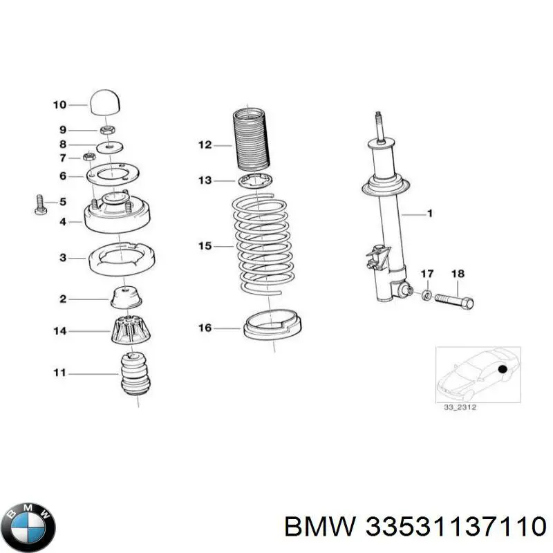 Буфер (отбойник) амортизатора заднего 33531137110 BMW