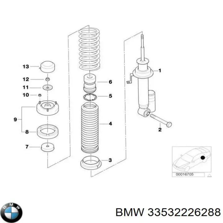 Пружина амортизатора BMW 33532226288 цена, от 200.94 USD
