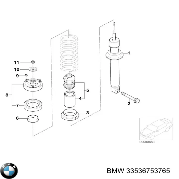 33536753765 BMW проставка (резиновое кольцо пружины передней верхняя)