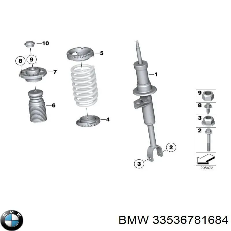 Tope de amortiguador delantero, suspensión + fuelle 33536781684 BMW