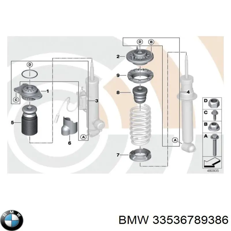 33536789386 BMW pára-choque (grade de proteção de amortecedor traseiro)