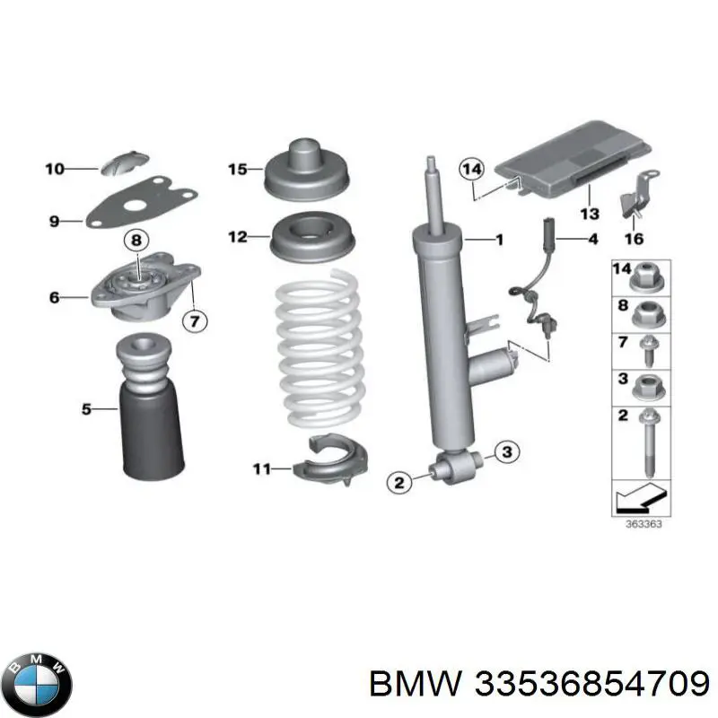 Буфер (отбойник) амортизатора заднего + пыльник 33536854709 BMW