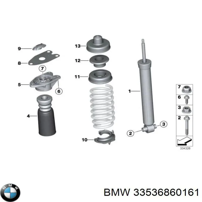 33536860161 BMW pára-choque (grade de proteção de amortecedor traseiro + bota de proteção)