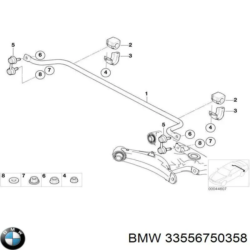 Втулка стабилизатора заднего BMW 33556750358