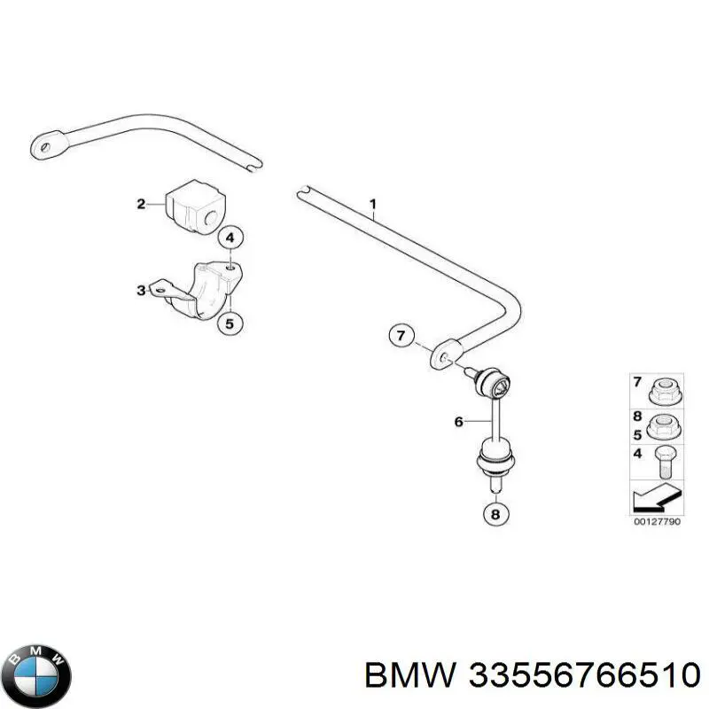 Casquillo de barra estabilizadora trasera 33556766510 BMW