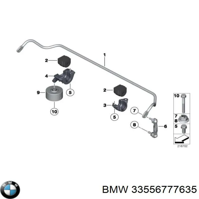 Montante de estabilizador traseiro 33556777635 BMW