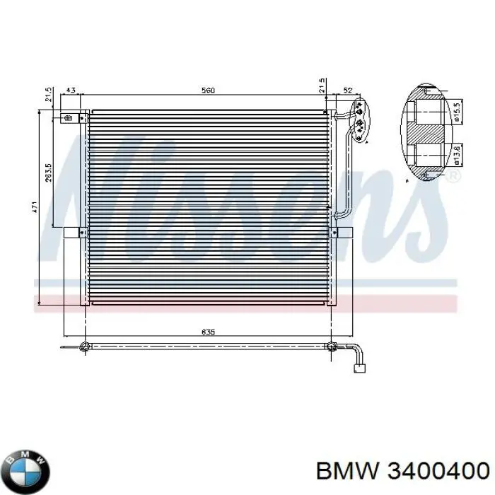 3400400 BMW радиатор кондиционера
