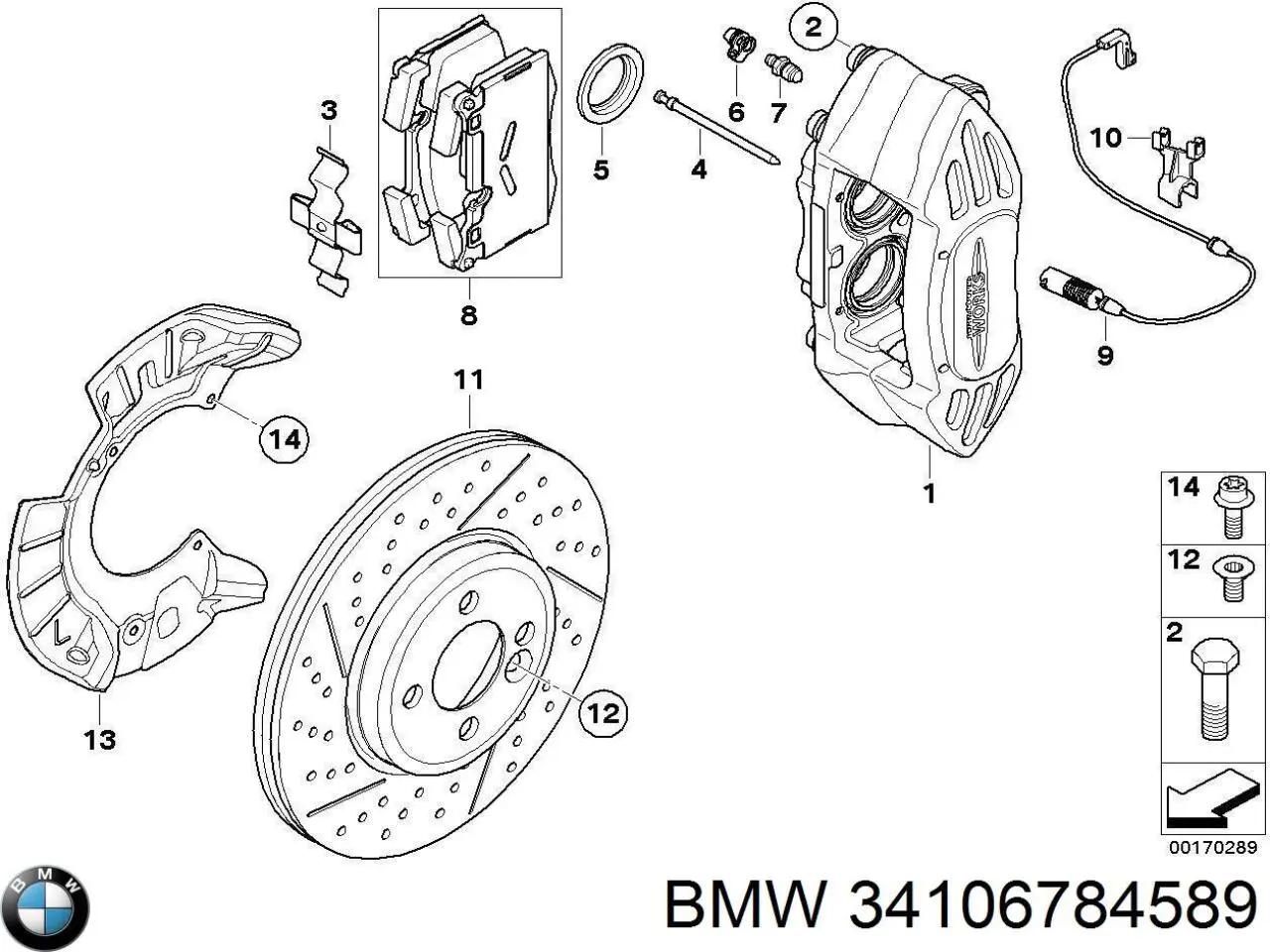 34106784589 BMW suporte do freio dianteiro esquerdo