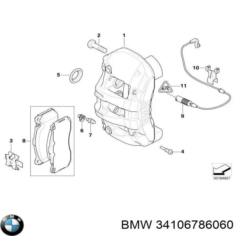 Суппорт тормозной задний правый 34106786060 BMW