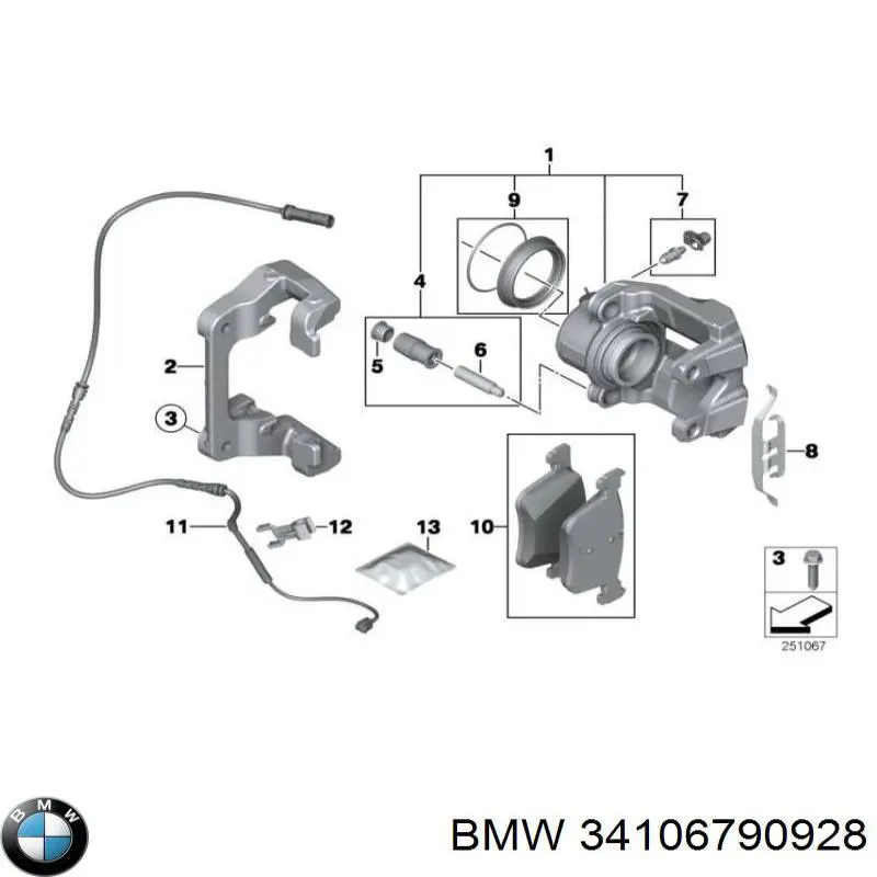 34106790928 BMW kit de reparação de suporte do freio dianteiro