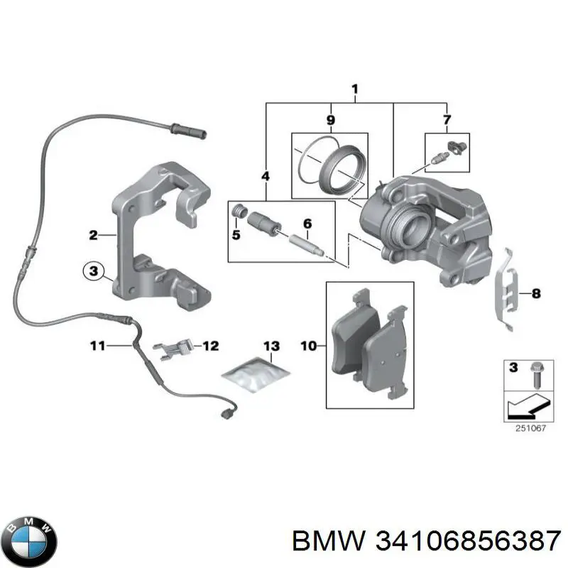 34106856387 BMW braçadeira do freio de suporte dianteiro