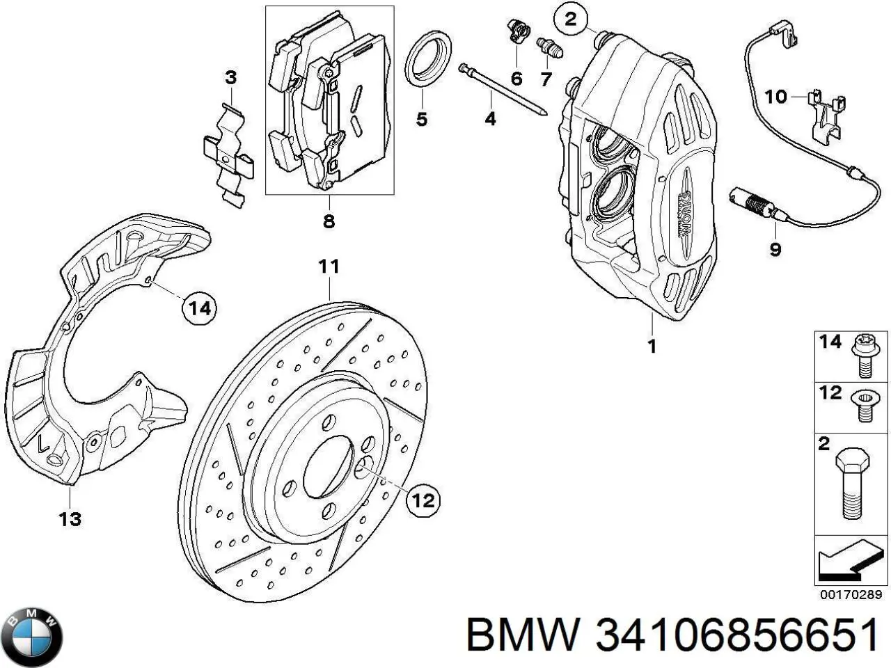 Суппорт тормозной передний левый 34106856651 BMW