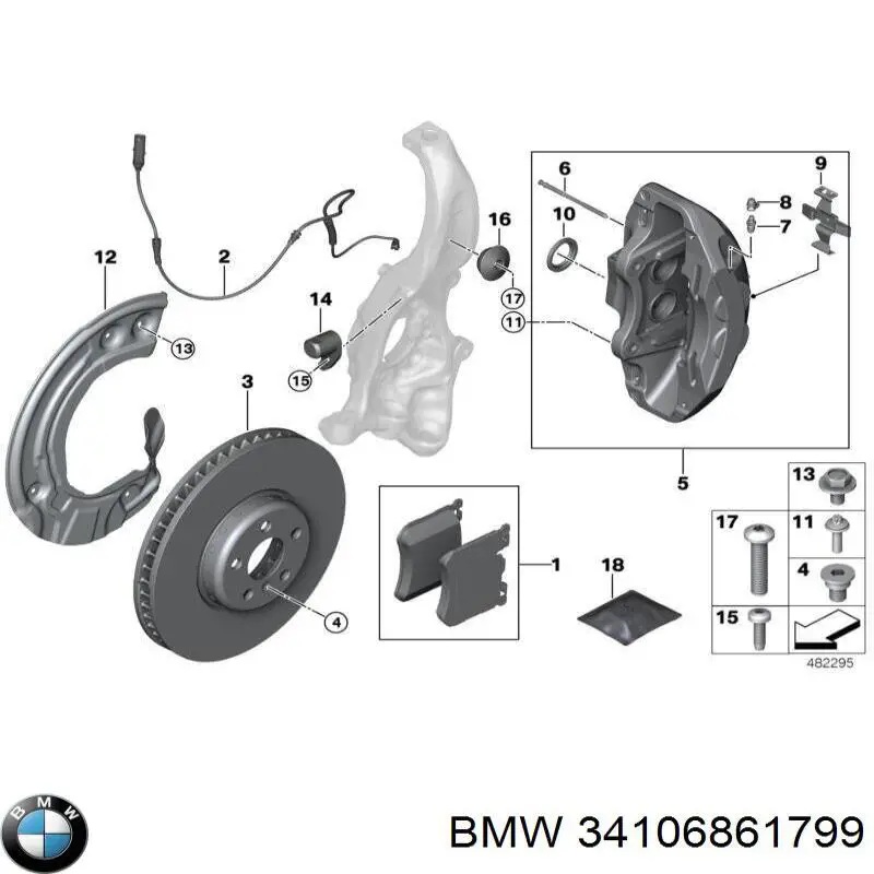 Защита тормозного диска переднего левого 34106861799 BMW