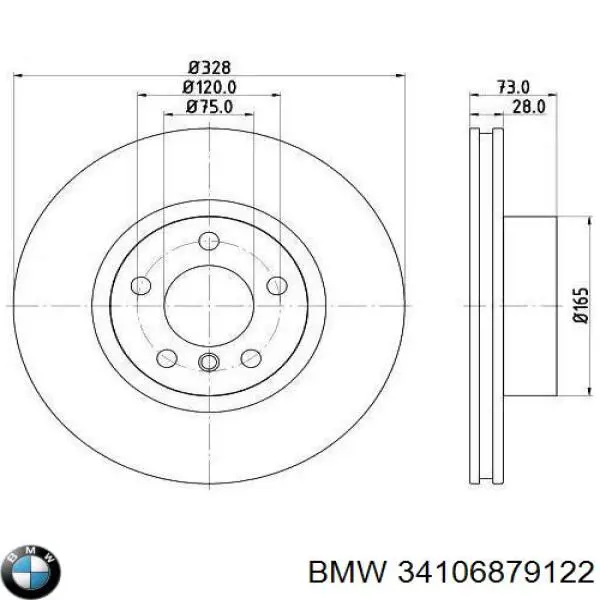 Диск тормозной передний BMW 34106879122