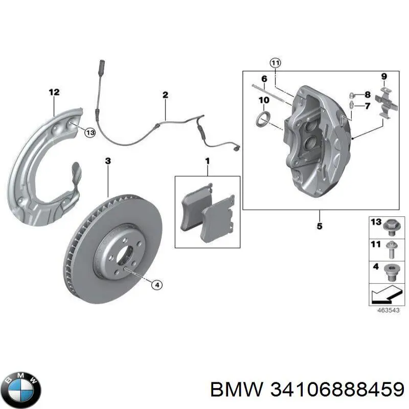 34106888459 BMW колодки тормозные передние дисковые