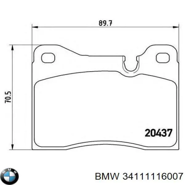 34111116007 BMW колодки тормозные передние дисковые
