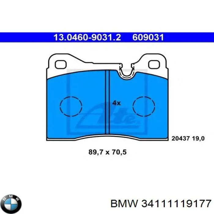 34111119177 BMW колодки тормозные передние дисковые