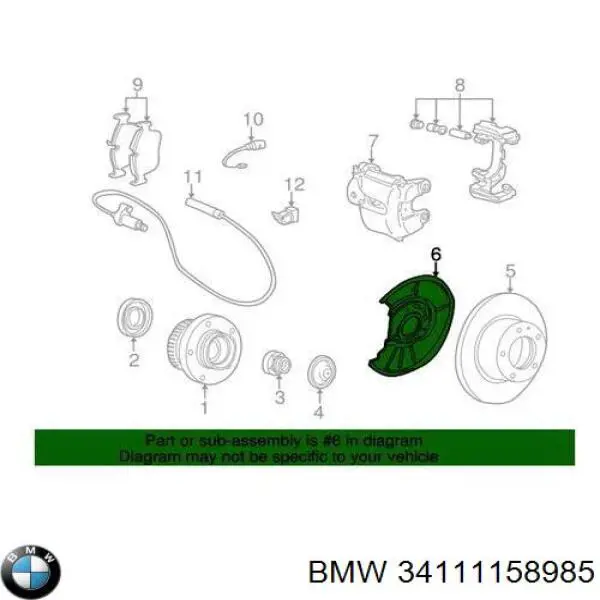 Защита тормозного диска переднего левого BMW 34111158985