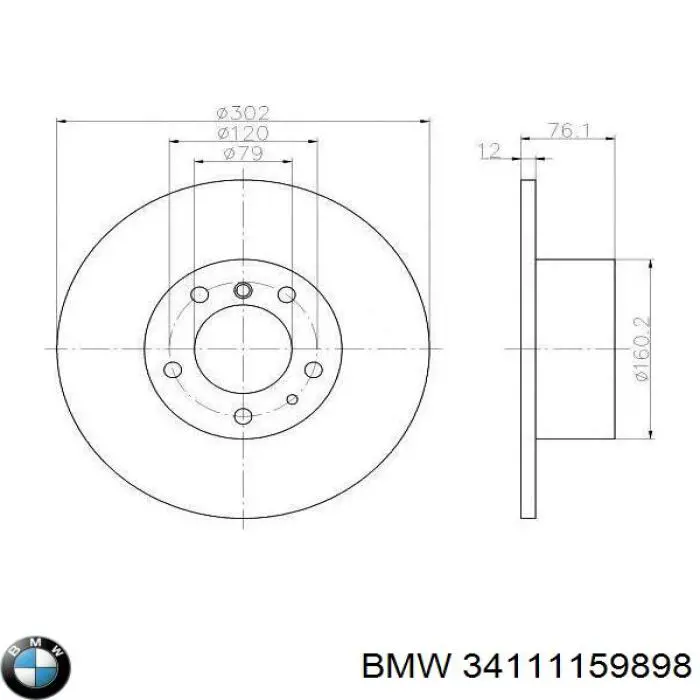 Передние тормозные диски 34111159898 BMW