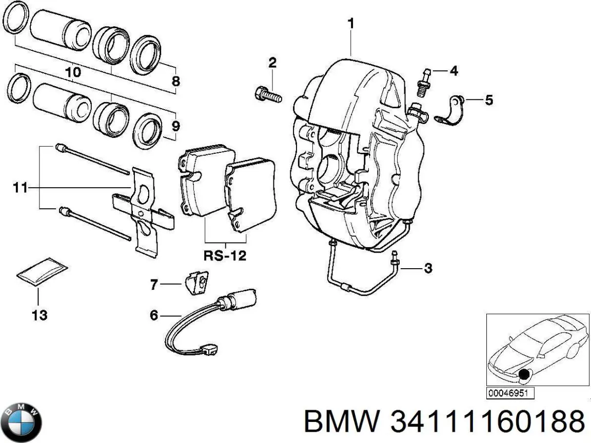 Ремкомплект переднего суппорта 34111160188 BMW