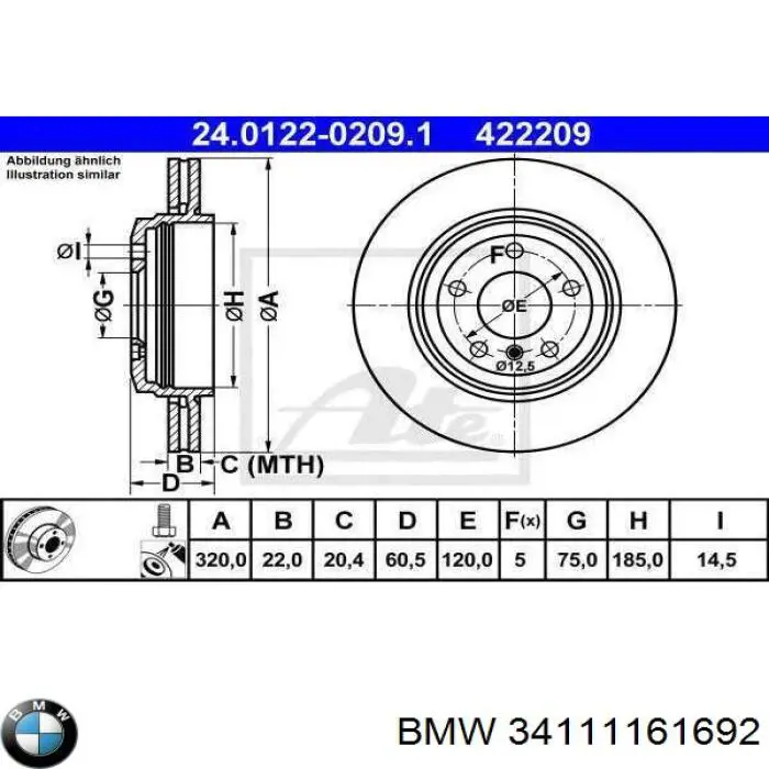 Купить 34111161692 BMW Суппорт тормозной передний правый