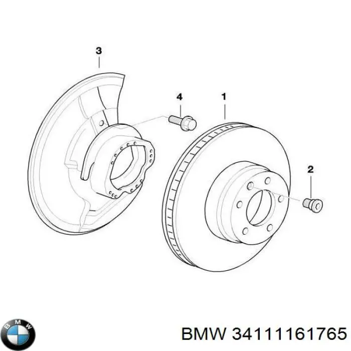 Купить 34111161765 BMW Защита тормозного диска, переднего, левого