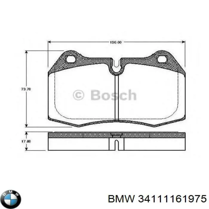 Передние тормозные колодки 34111161975 BMW