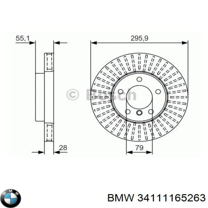 34111165263 BMW Диск тормозной передний