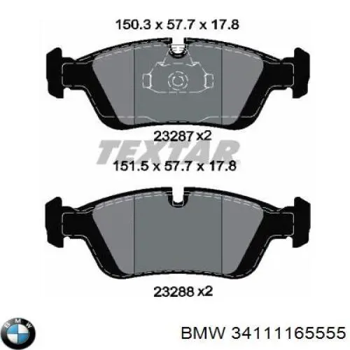 Купить 34111165555 BMW Колодки тормозные