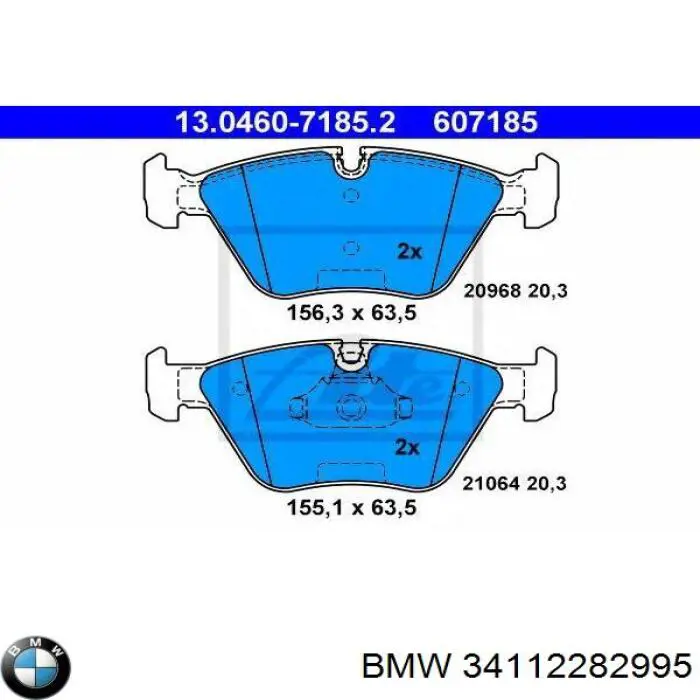 34112282995 BMW колодки тормозные передние дисковые