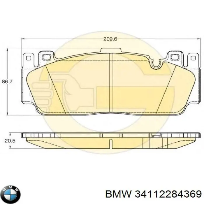 Передние тормозные колодки 34112284369 BMW