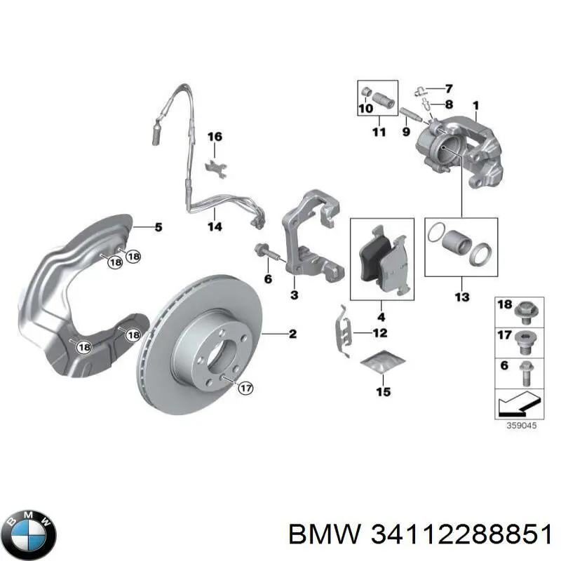 34112288851 BMW колодки тормозные передние дисковые