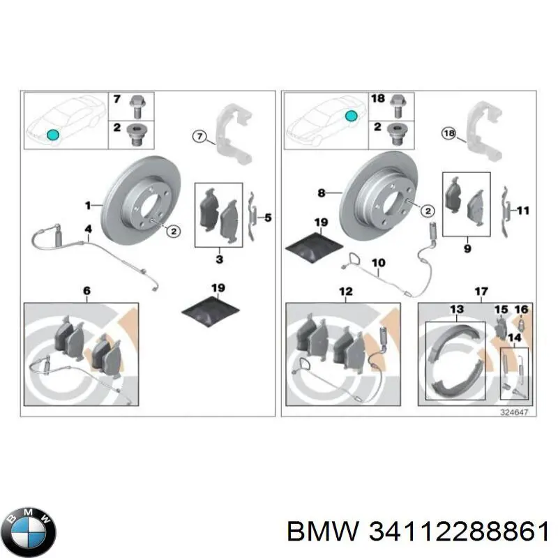 34112288861 BMW колодки тормозные передние дисковые