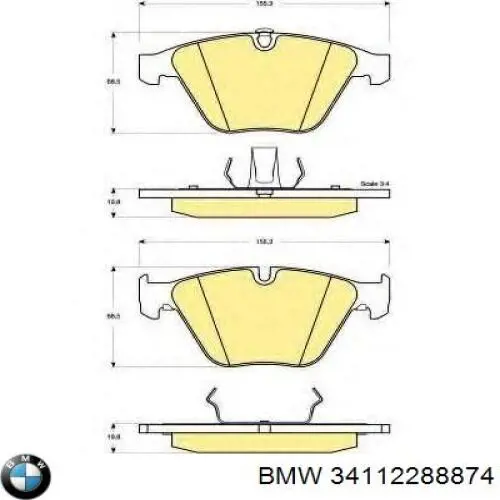 Pastillas de freno delanteras 34112288874 BMW