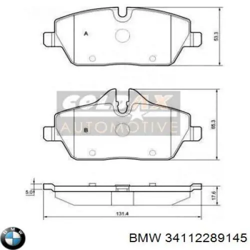 Передние тормозные колодки 34112289145 BMW