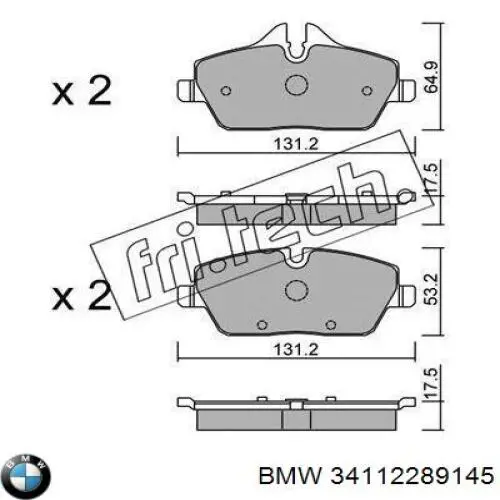 Колодки BMW 34112289145 цена, от 46.90 USD