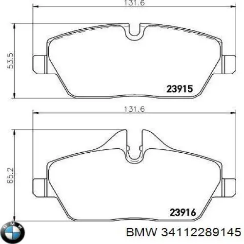 Купить 34112289145 BMW Колодки тормозные