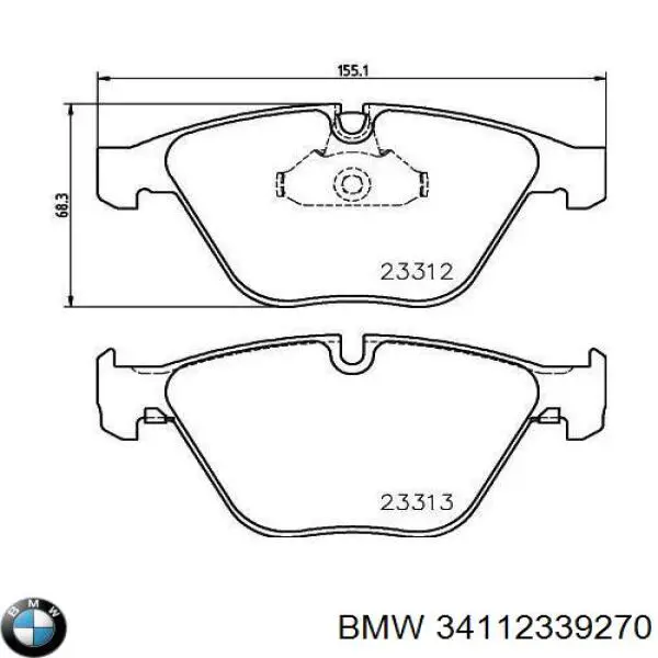 Pastillas de freno delanteras 34112339270 BMW