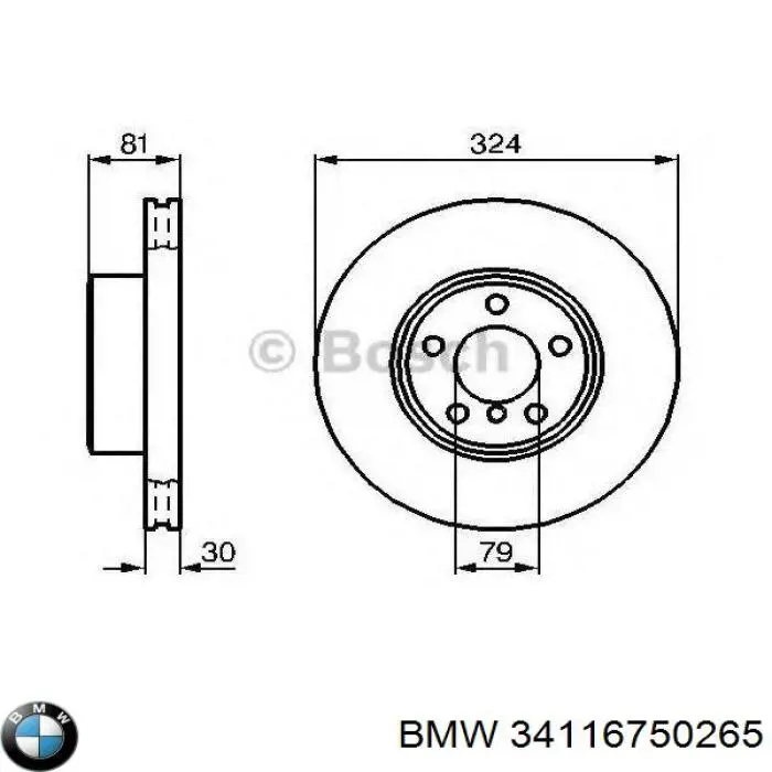 Тормоз дисковый передний BMW 34116750265 цена, от 70.10 USD