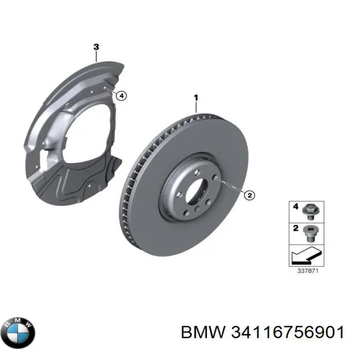 Защита тормозного диска переднего левого BMW 34116756901