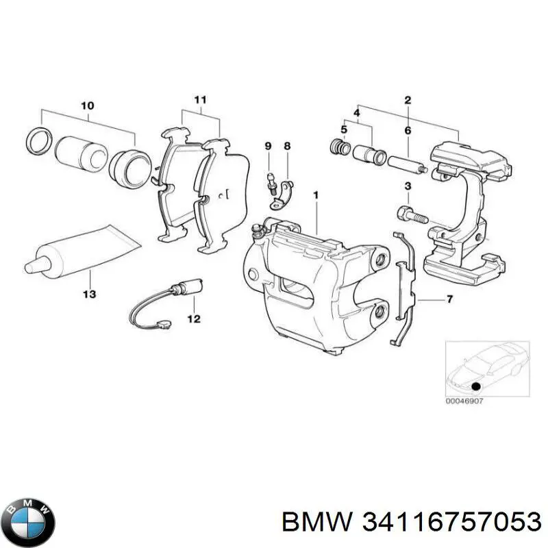 34116757053 BMW suporte do freio traseiro direito