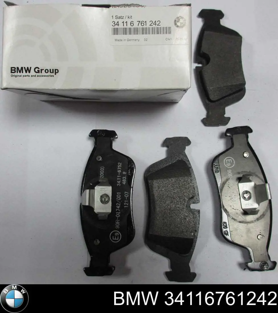 34116761242 BMW колодки тормозные передние дисковые