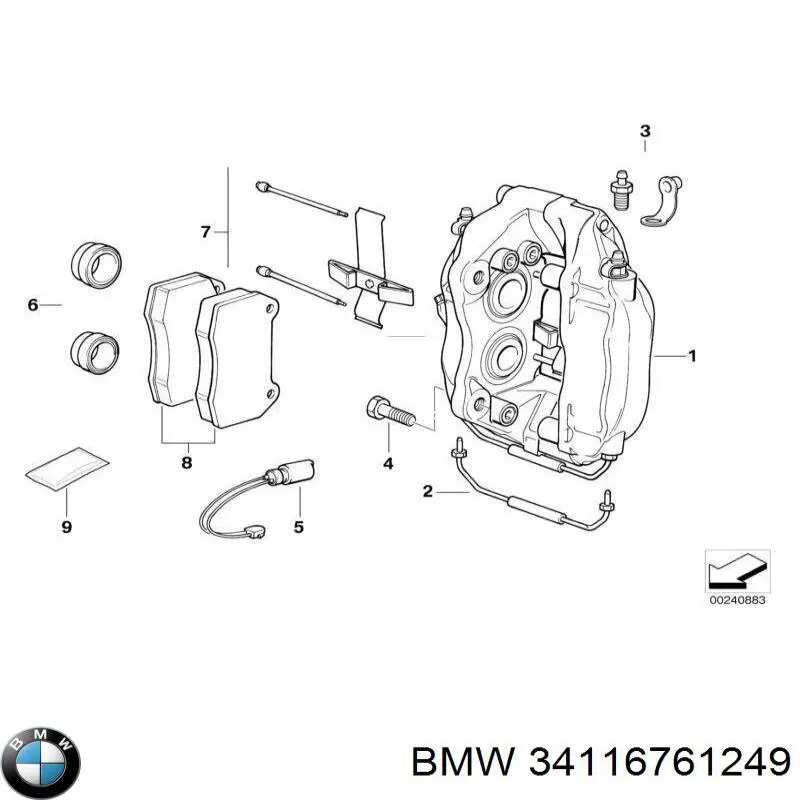Купить 34116761249 BMW Колодки тормозные