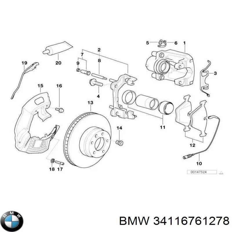Передние тормозные колодки 34116761278 BMW