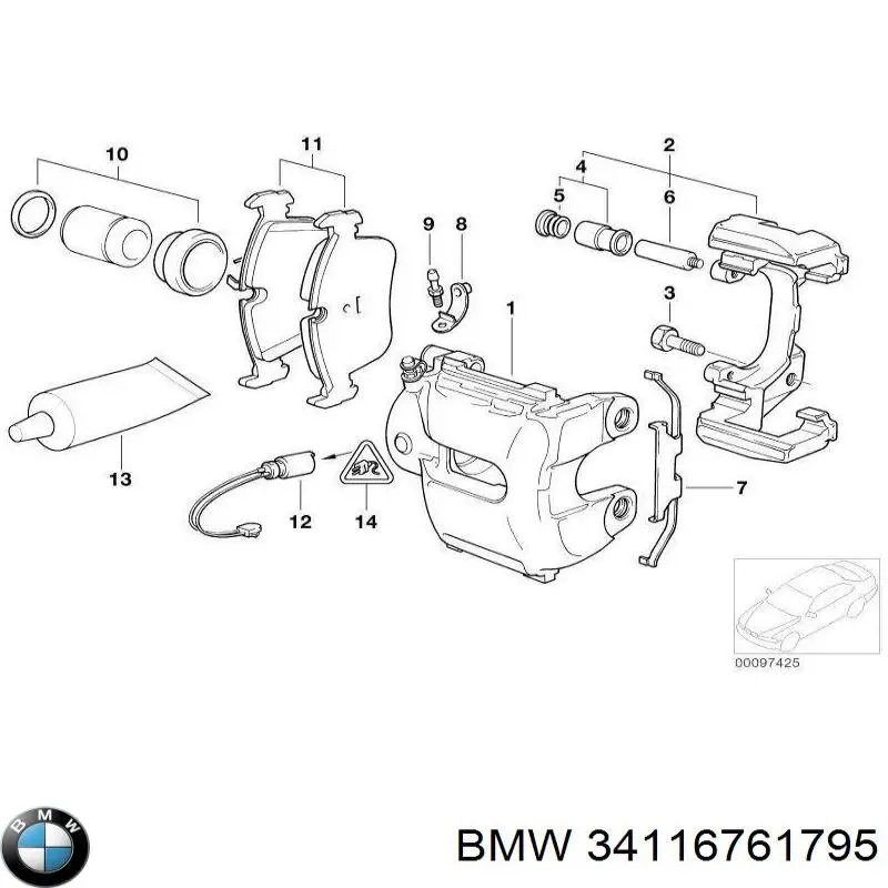 Суппорт тормозной передний левый 34116761795 BMW