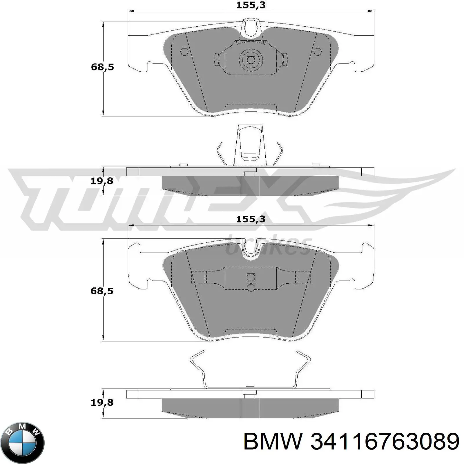 Pastillas de freno delanteras 34116763089 BMW