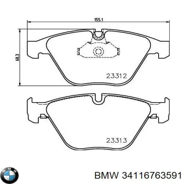 34116763591 BMW колодки тормозные передние дисковые