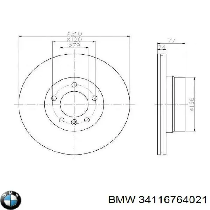 Купить 34116764021 BMW Ротор тормозной