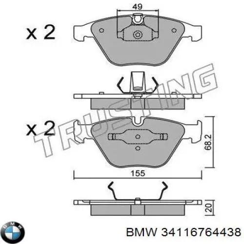 Compre 34116764438 BMW Sapatas do freio dianteiras de disco